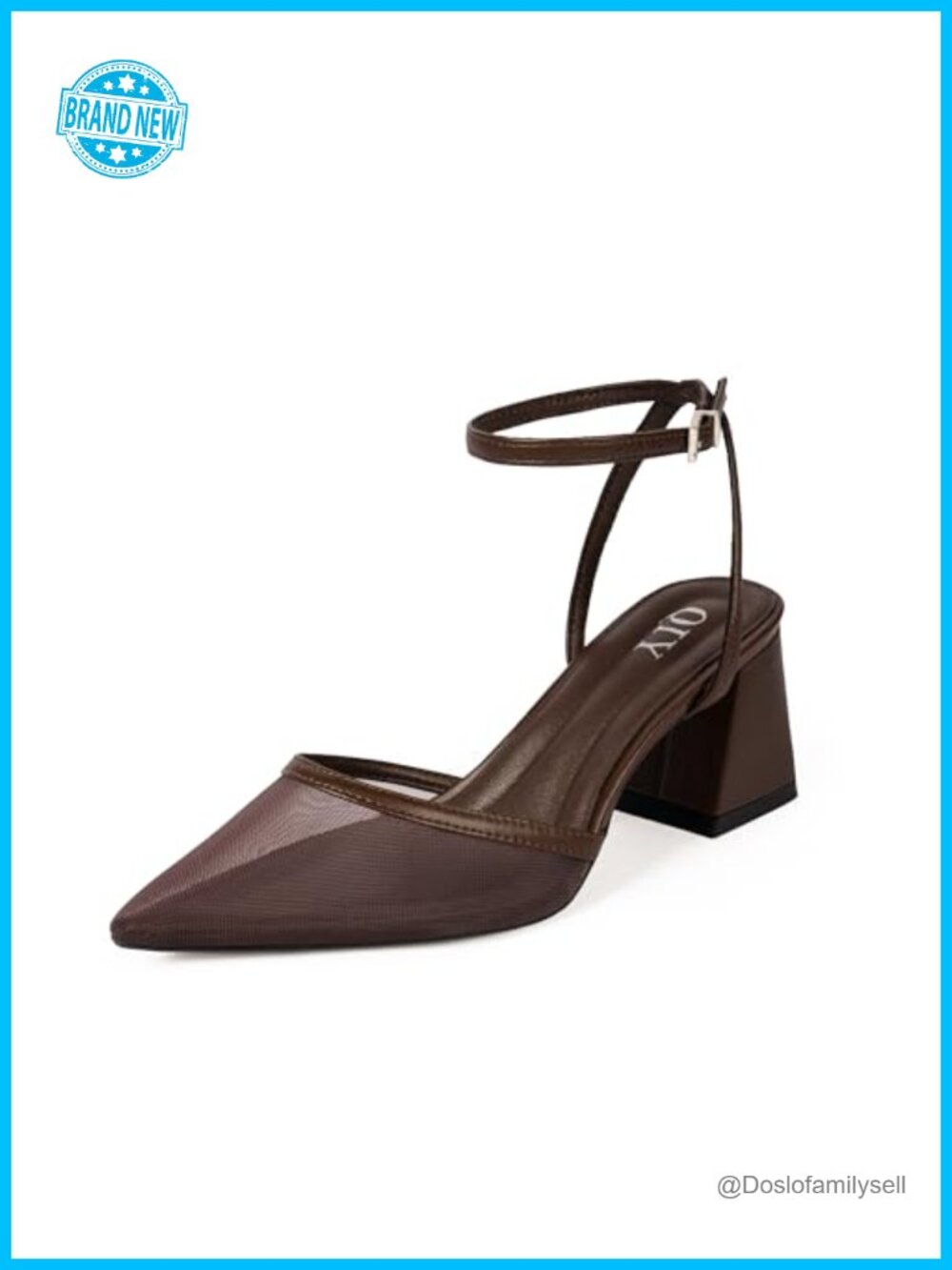 Chunky Block Heel Pointed Toe Adjustable Ankle Strap Pump Heels